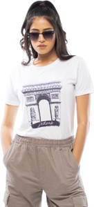 lappen fashion women printed round neck pure cotton white t-shirt
