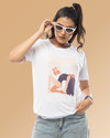 Lappen Fashion Women Printed Round Neck Pure Cotton White T-Shirt