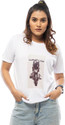 Lappen Fashion Women Printed Round Neck Pure Cotton White T-Shirt