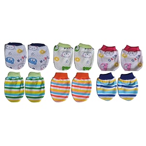 baby cotton mittens set for newborn babies  baby hand gloves 0-6 months multicolors pack of 6