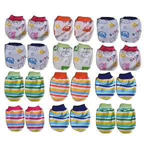 baby cotton mittens set for newborn babies  baby hand gloves 0-6 months multicolors pack of 4