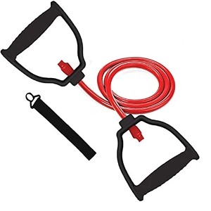 toning tube exercise bands for stretching workout and resistance band stretch latex set tube heavy hard light fitness physical therapy with additional door anchor men women red