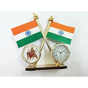 acrylic durga maa and indian tricolor flag idol for car dashboard
