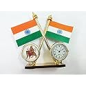 Acrylic Durga Maa and Indian Tricolor Flag Idol for Car Dashboard.
