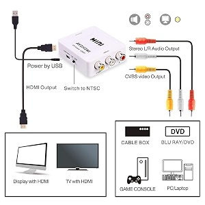 lapster av to hdmi converter rca to hdmi video audio converter adapter compatible with vhs vcr camera dvd