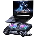 Laptop Cooling Pad with Dual Core Cooler, Gaming Laptop Cooler with 5.5in 2 Powerful Turbofan(9500 RPM), Fast Cooling Laptop 12-21in, 5 Height Stands, 100 Gear Speed, LCD Screen, RGB, Phone Holder