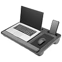 Laptop Lap Desk with Cushion for Bed & Couch, Laptop Tray with Breathable Cushioned Base, Wrist Rest, Mouse Pad, Tablet & Phone Holder, Carry Handle, Fits up to 17" Laptops, Black