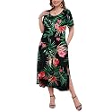 LARACE Plus Size Maxi Dress, Womens Short Sleeve T Shirt Dress with Pockets