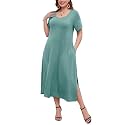LARACE Plus Size Maxi Dress, Womens Short Sleeve T Shirt Dress with Pockets