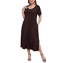 LARACE Plus Size Maxi Dress, Womens Short Sleeve T Shirt Dress with Pockets