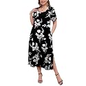LARACE Plus Size Maxi Dress, Womens Short Sleeve T Shirt Dress with Pockets