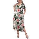 LARACE Plus Size Maxi Dress, Womens Short Sleeve T Shirt Dress with Pockets