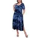 LARACE Plus Size Maxi Dress, Womens Short Sleeve T Shirt Dress with Pockets