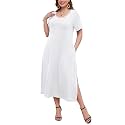 LARACE Plus Size Maxi Dress, Womens Short Sleeve T Shirt Dress with Pockets