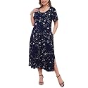 LARACE Plus Size Maxi Dress, Womens Short Sleeve T Shirt Dress with Pockets