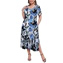 LARACE Plus Size Maxi Dress, Womens Short Sleeve T Shirt Dress with Pockets