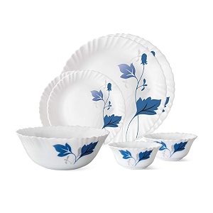 larah by borosil ageria opalware dinner set 7-pieces white