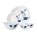 Larah by Borosil Ageria Opalware Dinner Set, 7-Pieces, White