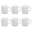 Larah by BOROSIL Angel Gold Opalware Mug, Set of 6 Tea/Coffee Mugs, 180 ml Each, Microwave & Dishwasher Safe, Bone-Ash Free, Crockery Set Ideal for Daily Use & Gifting, White