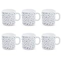 Larah by BOROSIL Blue Spring Opalware Mug, Set of 6 Tea/Coffee Mugs, 180 ml Each, Microwave &amp; Dishwasher Safe, Bone-Ash Free, Crockery Set Ideal for Daily Use &amp; Gifting, White