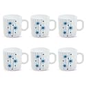 Larah by BOROSIL Bluebell Opalware Mug, Set of 6 Tea/Coffee Mugs, 180 ml Each, Microwave &amp; Dishwasher Safe, Bone-Ash Free, Crockery Set Ideal for Daily Use &amp; Gifting, White