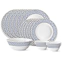 Larah by Borosil Juliet Fluted Series Opalware Dinner Set | 19 Pieces for Family of 6 | Microwave &amp; Dishwasher Safe | Bone-Ash Free | Crockery Set for Dining &amp; Gifting | Plates &amp; Bowls | White