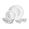 Larah by Borosil Lavender Opalware Dinner Set, 7-Pieces, White