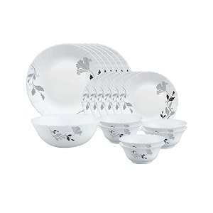 larah by borosil millenia opalware dinner set 19 pieces white