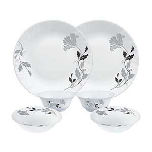 larah by borosil millenia opalware dinner set 6 -piece white