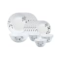 Larah by Borosil Millenia Opalware Dinner Set, 19 Pieces, White