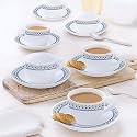 Larah by BOROSIL Ocean Opalware Cup and Saucer Set of 12 pcs | Tea/Coffee Cups 90 ml | Microwave & Dishwasher Safe | Bone-Ash Free | Crockery Set Ideal for Daily Use & Gifting, White