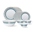 Larah by BOROSIL Printed - Tiara Series, Crystal, 19 Pcs, Opalware Dinner Set, White