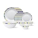 Larah by BOROSIL - Tiara Series, Garnet, 19 Pcs, Opalware Floral Dinner Set, White