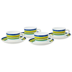 larah by borosil vienna opalware cup and saucer set of 8 pcs  teacoffee cups 140 ml  microwave amp dishwasher safe  bone-ash free  crockery set ideal for daily use amp gifting white