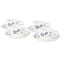 Larah by BOROSIL Viva Opalware Cup and Saucer Set of 8 pcs | Tea/Coffee Cups 140 ml | Microwave & Dishwasher Safe | Bone-Ash Free | Crockery Set Ideal for Daily Use & Gifting, White