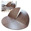 Large 4-Fold Round Dining Table Top Space-Saving Wood Dining Tables Surface Extendable Circular Foldable Table top Extender Table-Top Replacement Catering Banquet Party Tables(Walnut,63in)