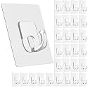 Large Adhesive Hooks for Hanging Clear 30 Pack Wall Hangers Heavy Duty 33lb