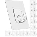 Large Adhesive Hooks for Hanging Clear 20 Pack Wall Hangers Heavy Duty 33lb