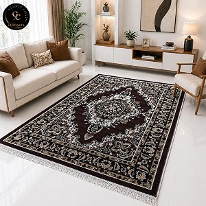 large area rug 7x10 feet brown color floral living room bedroom hall non-slip premium home decor floor rug