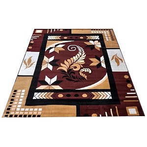 large area rug 7x10 feet - brown color floral living room carpet  anti-slip premium bedroom floor rug
