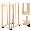 Large Art Drying Rack with Four Wheels&amp;Handle, Wooden Canvas Storage Stand