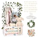 Large Baby Shower Gifts Basket Wooden Crate, Personalized Wooden Letters Hangers New Born Baby Girl Boy Pregnancy Gifts for New Mom Parents Vine Decorations Cute Closet with Adjustable Handle White
