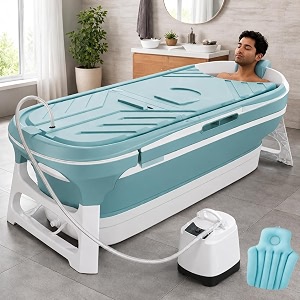 large bathtubs for adults 5 feet with streamer foldable for bathroom 136l62w50h cm with bath pillow hotcold bath tub adult portable and cold water blue
