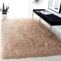 Large Beige Microfiber Shag Rug 9x9 Feet
