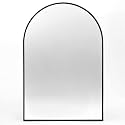 Black Arched Mantle Mirror 30x40in, Metal Framed Fireplace Decor