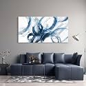 Large Canvas Wall Art Blue Abstract Pictures Wall Art for Living Room Paintings for Wall Decorations Bedroom Decor Aesthetic Framed Office Artwork Wall Decor 29×58in