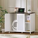 Large Cat Litter Box Enclosure for Automatic Litter Boxes,Hidden Litter Box Furniture with Shelves for Dog Proof,Charging Station,Modern Cat House with Scratching Post,End Table