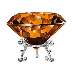 adwikoso 315 inch crystal diamond paperweight with stand amber