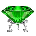Adwikoso 3.15 inch Crystal Diamond Paperweight with Stand (Green)