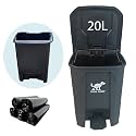 Large Dog Poop Trash Can Outdoor 20L / 5.3 Gallon - Waterproof Pet Waste Station with Foot Pedal, Removable Inner Bucket &amp; 100 Bags for Backyard Garden Odor Control